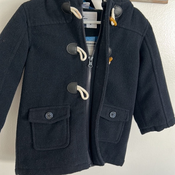 Navy blue Paddington style wool duffel coat - Picture 3 of 7